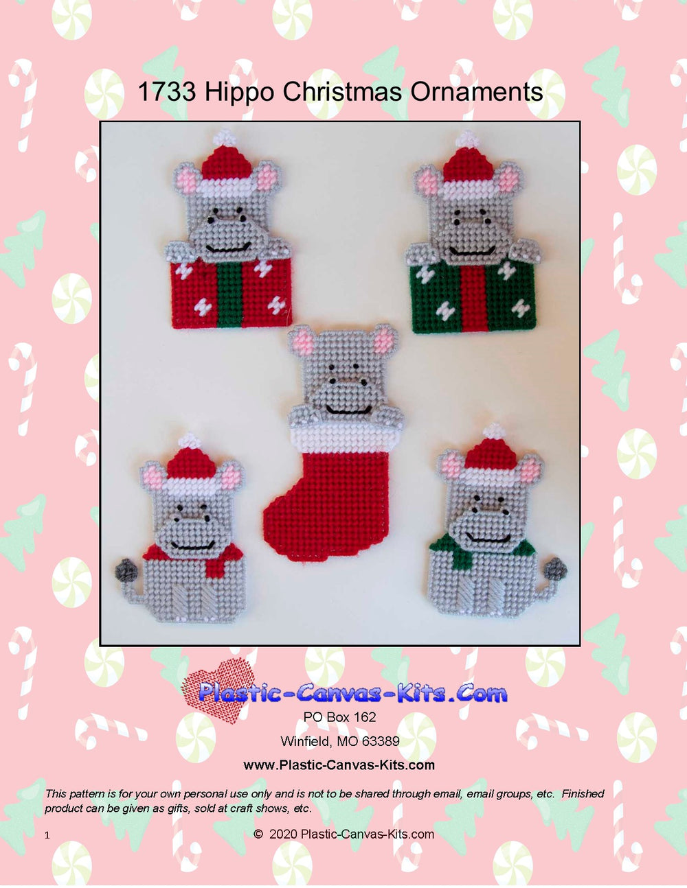 Hippo Christmas Ornaments
