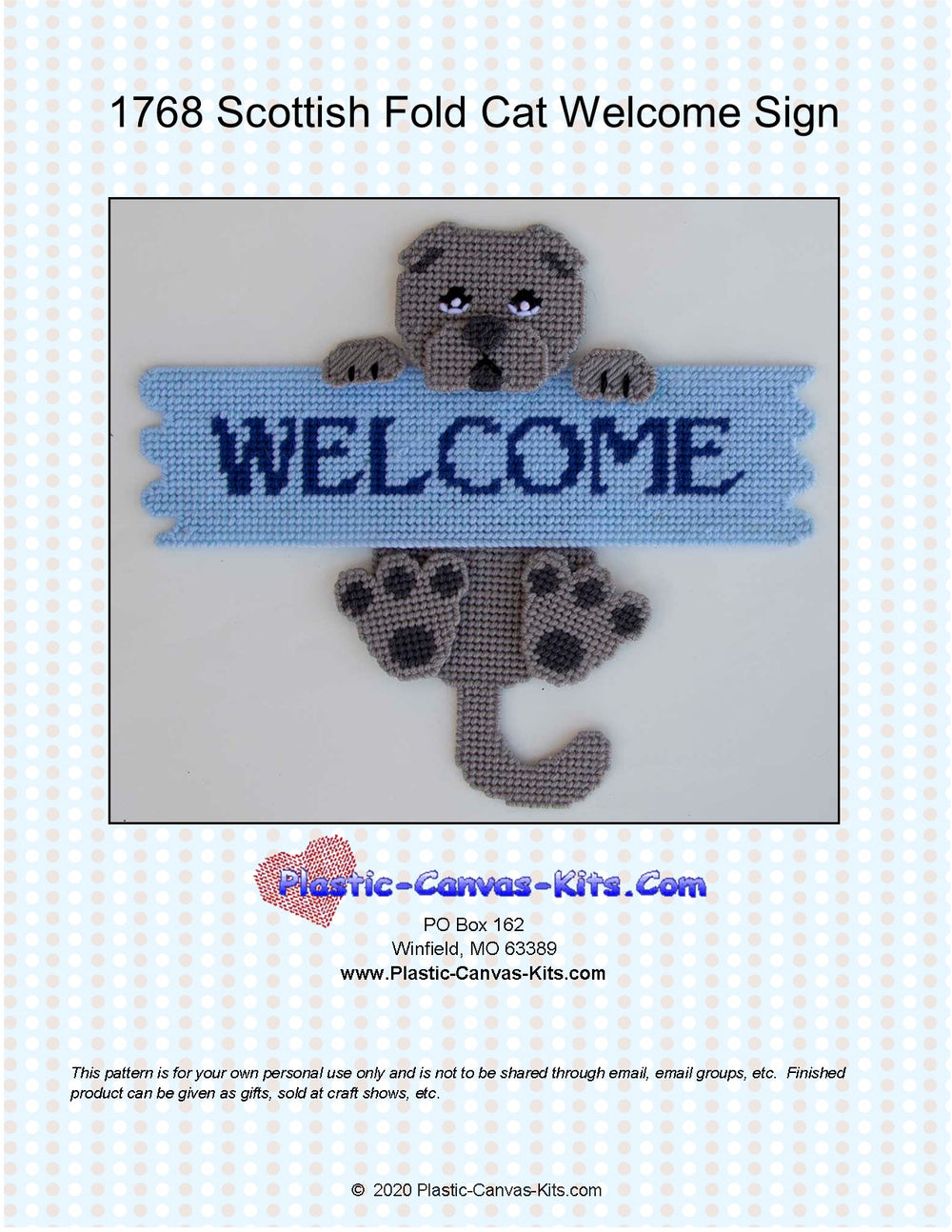 Scottish Fold Cat Welcome Sign