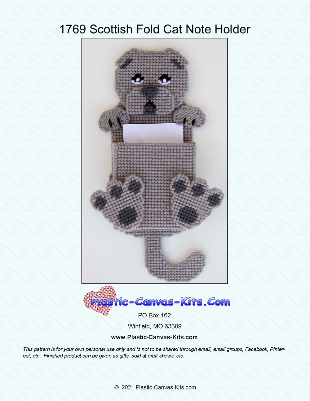 Scottish Fold Cat Note Holder