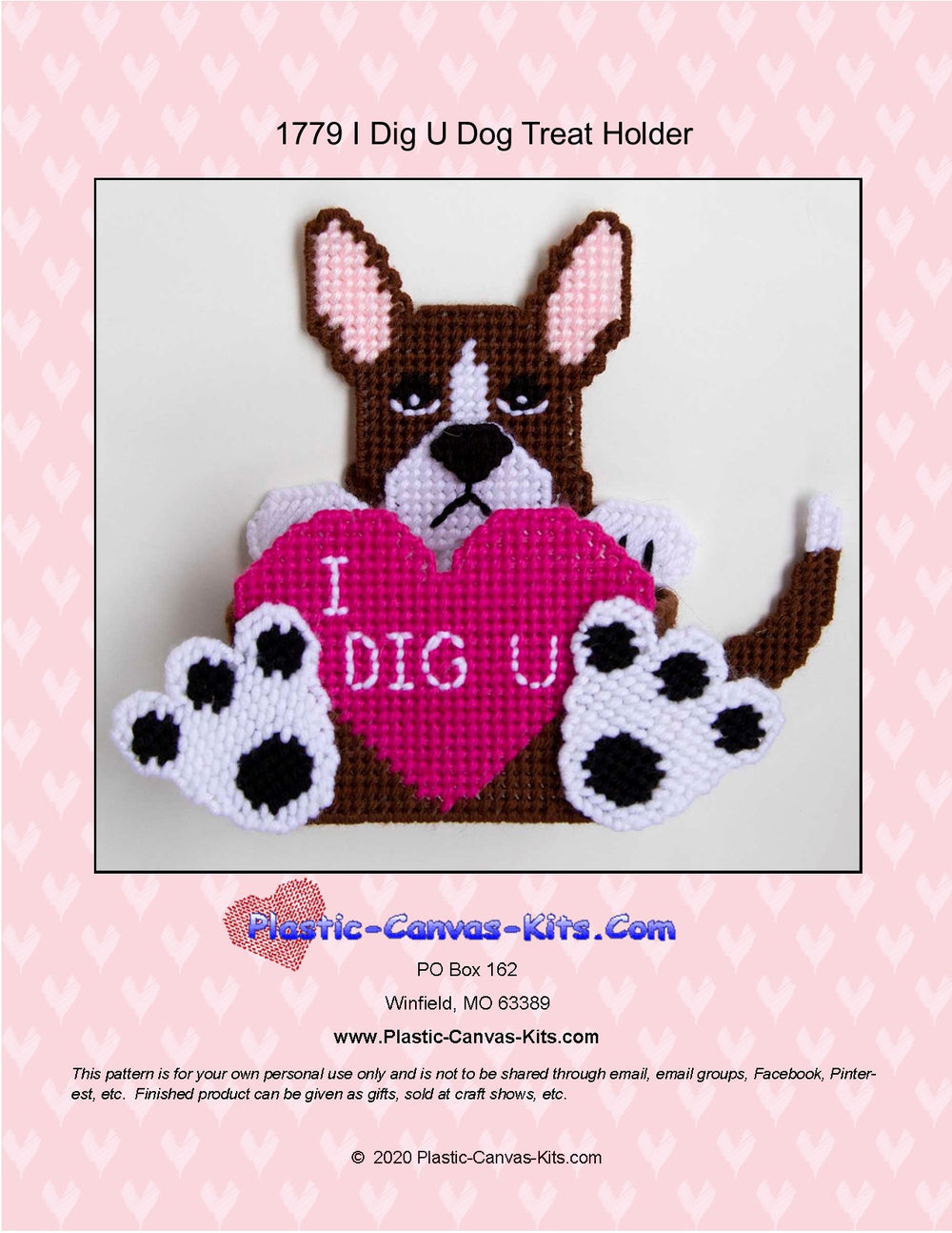 Valentine's Day I Dig U Dog Treat Holder