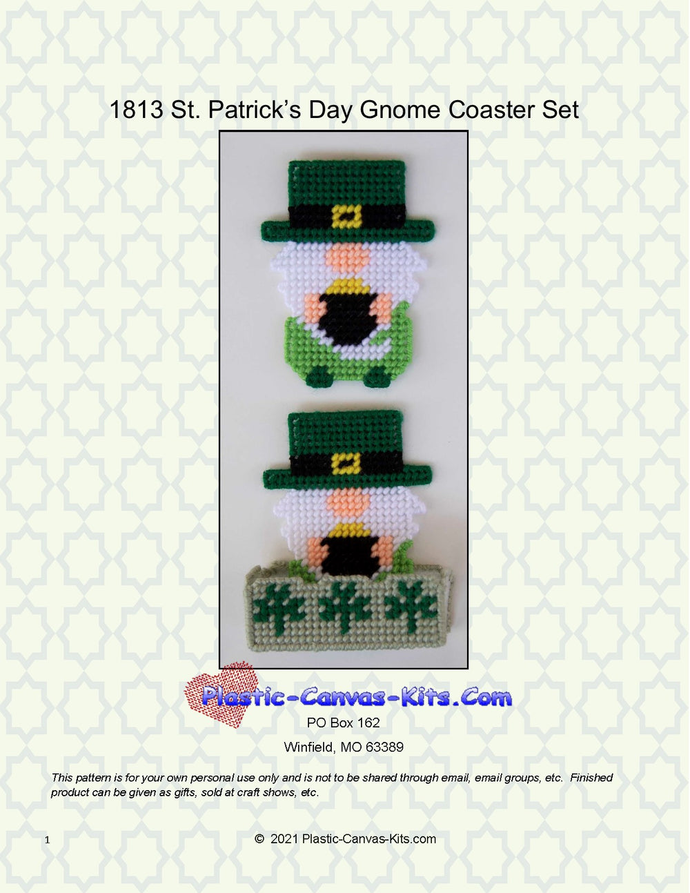 St. Patrick's Day Gnome Coaster Set