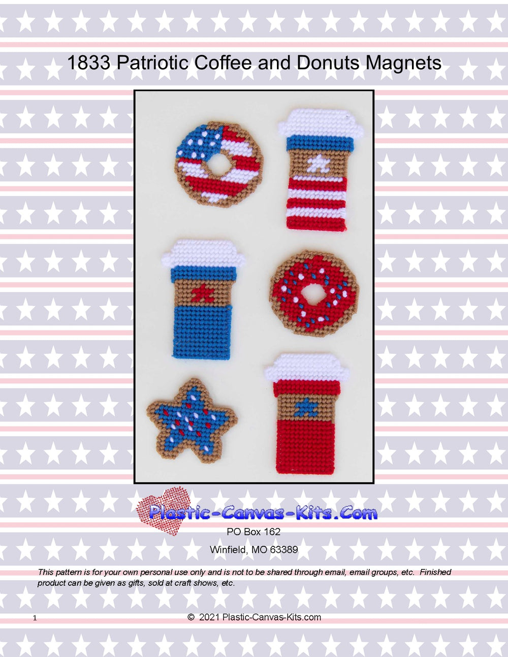 Patriotic Coffee and Donut Magnets