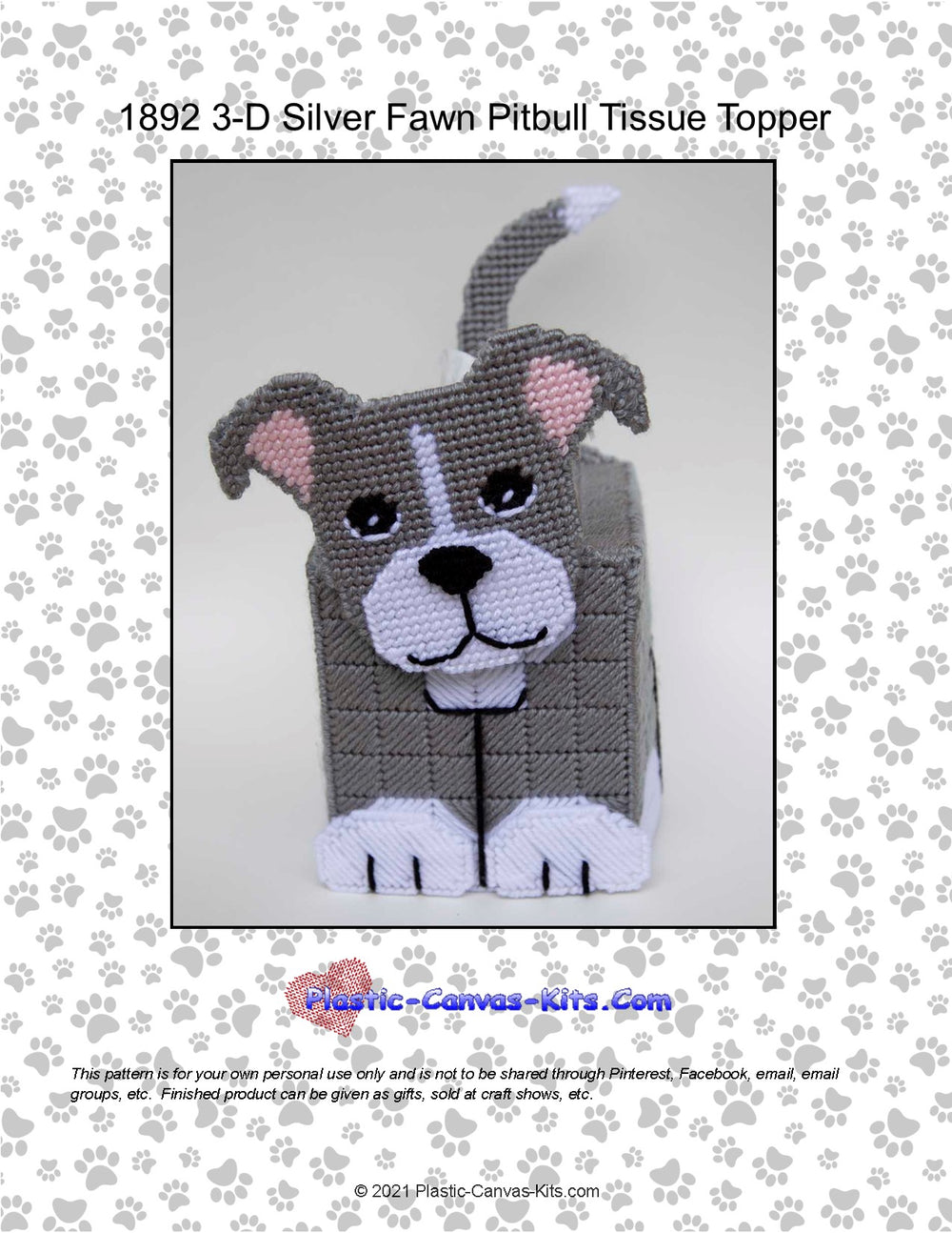 Pitbull Silver Fawn 3-D Tissue Topper