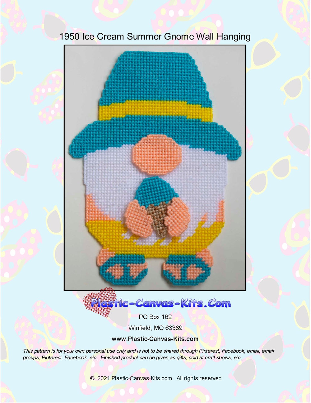 Summer Gnome with Ice Cream Wall Hanging