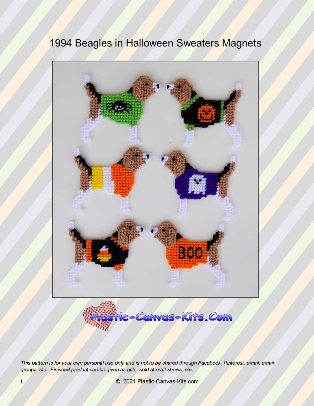 Beagles in Halloween Sweaters Magnet Set