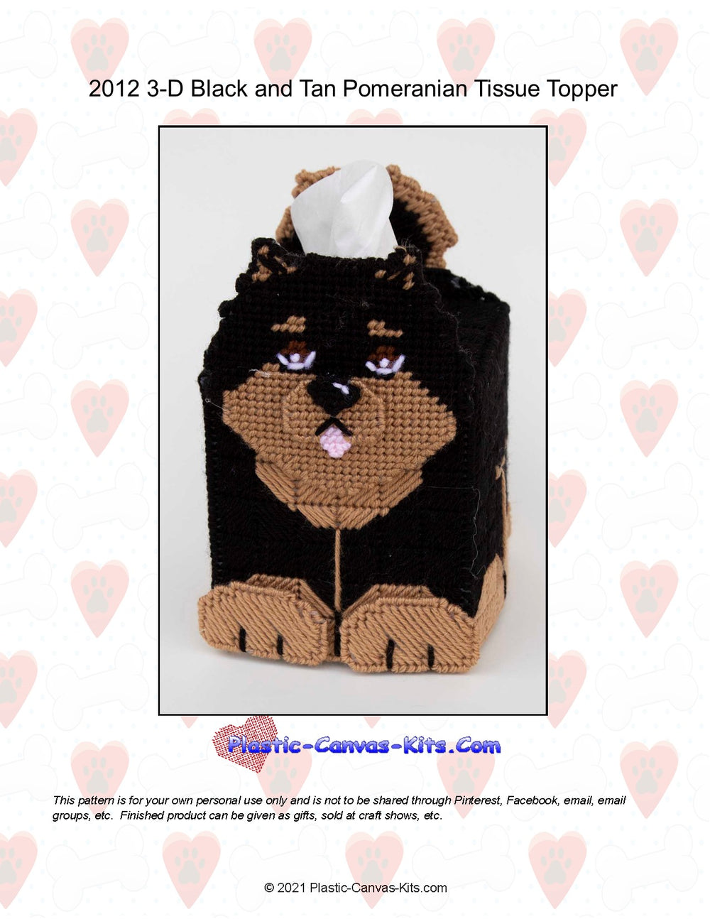 Pomeranian (Black and Tan) 3-D Tissue Topper