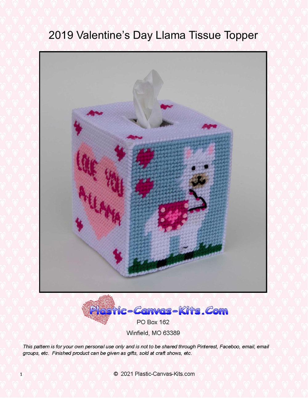 Valentine's Day Llama Tissue Topper