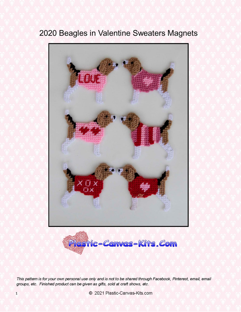 Beagles in Valentine's Day Sweaters Magnets