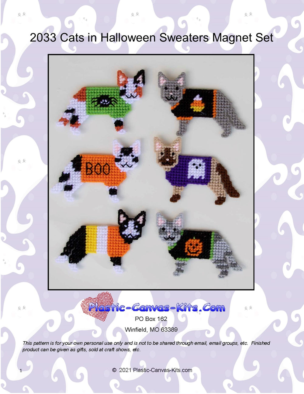 Cats in Halloween Sweaters Magnet Set