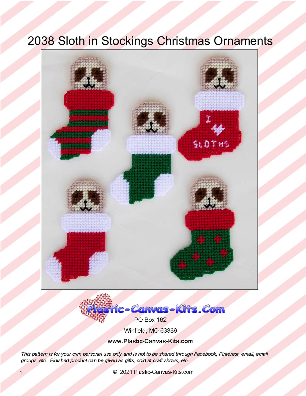 Sloths in Stockings Christmas Ornaments