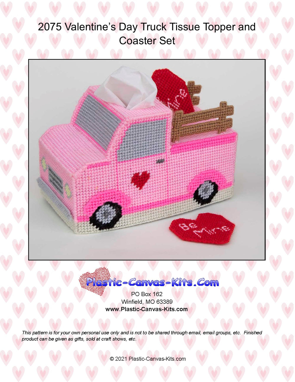 Valentine's Day Truck Tissue Topper and Coaster Set