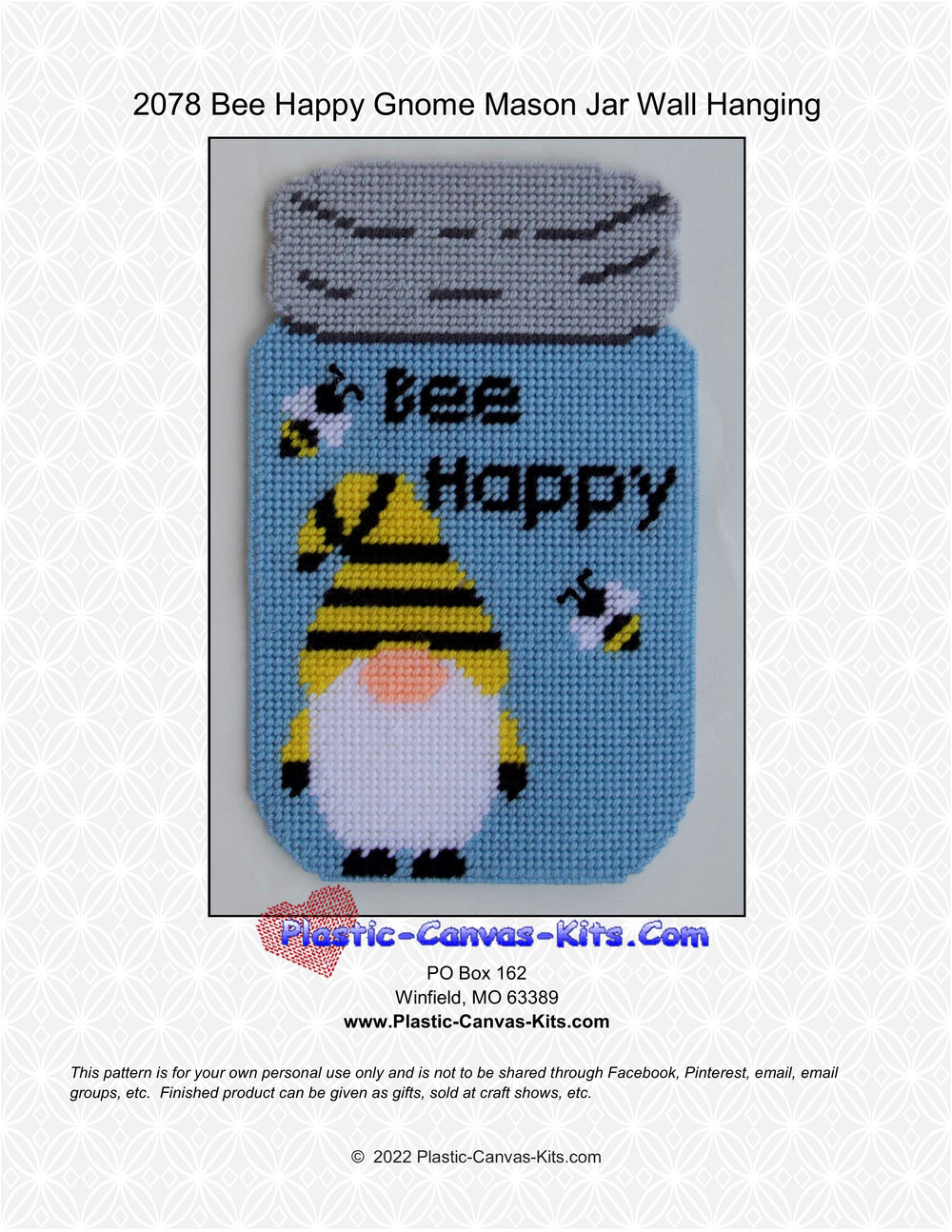 Bee Happy Gnome Mason Jar Wall Hanging