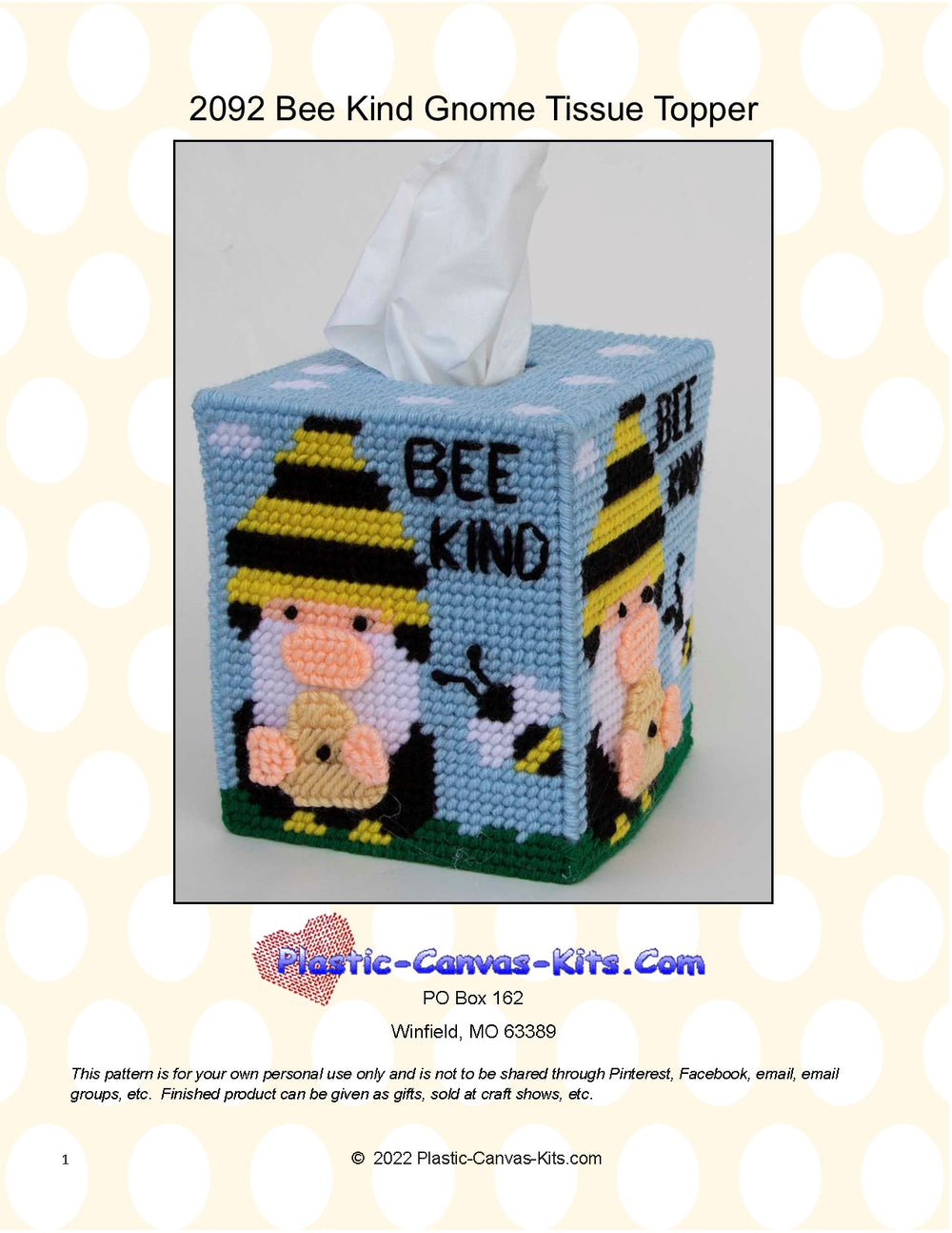 Bee Kind Gnome Tissue Topper