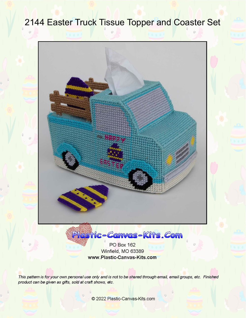 Easter Truck Tissue Topper and Coaster Set