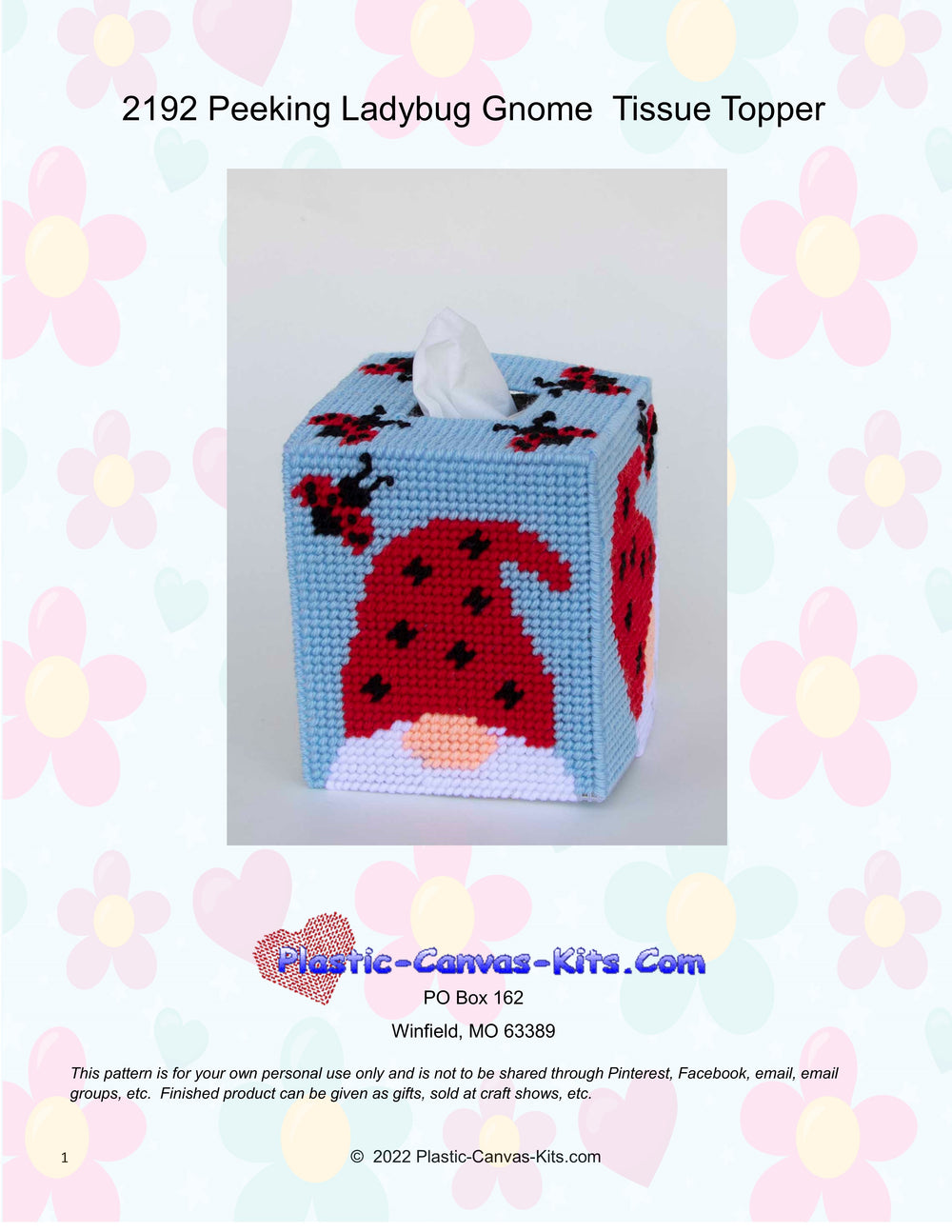 Peeking Ladybug Gnome Tissue Topper