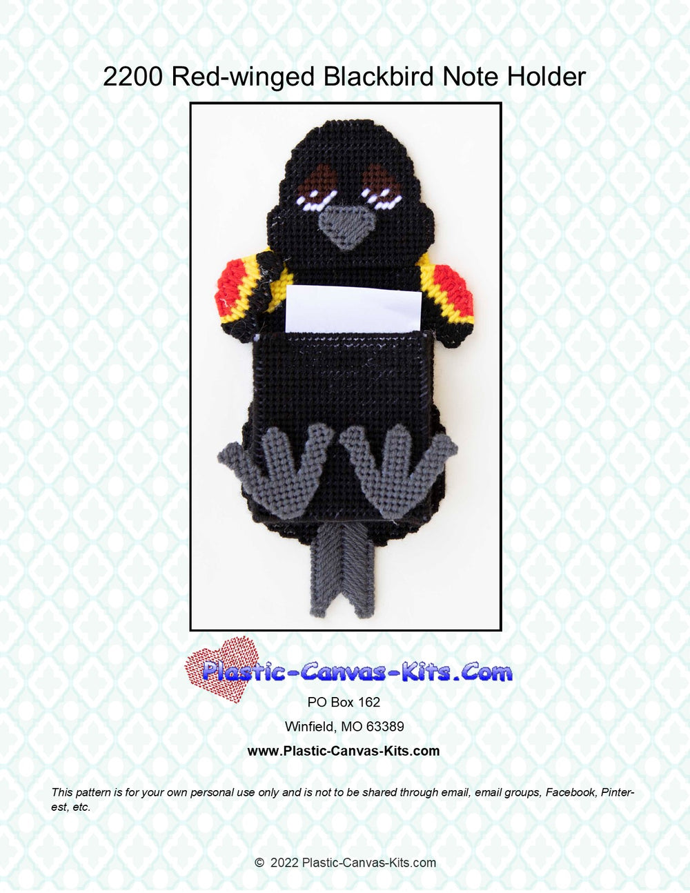 Red-winged Blackbird Note Holder