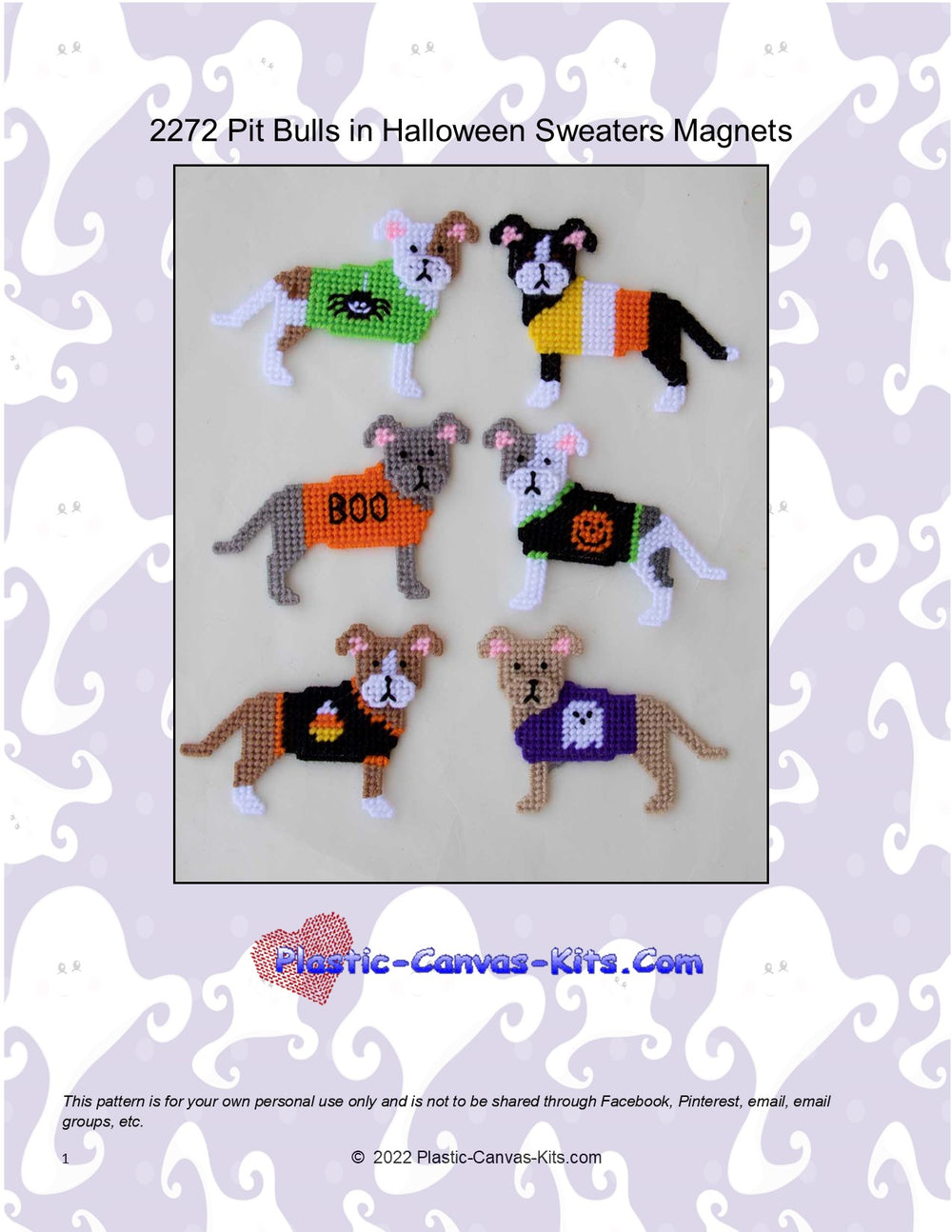 Pit Bulls in Halloween Sweaters Magnet Set