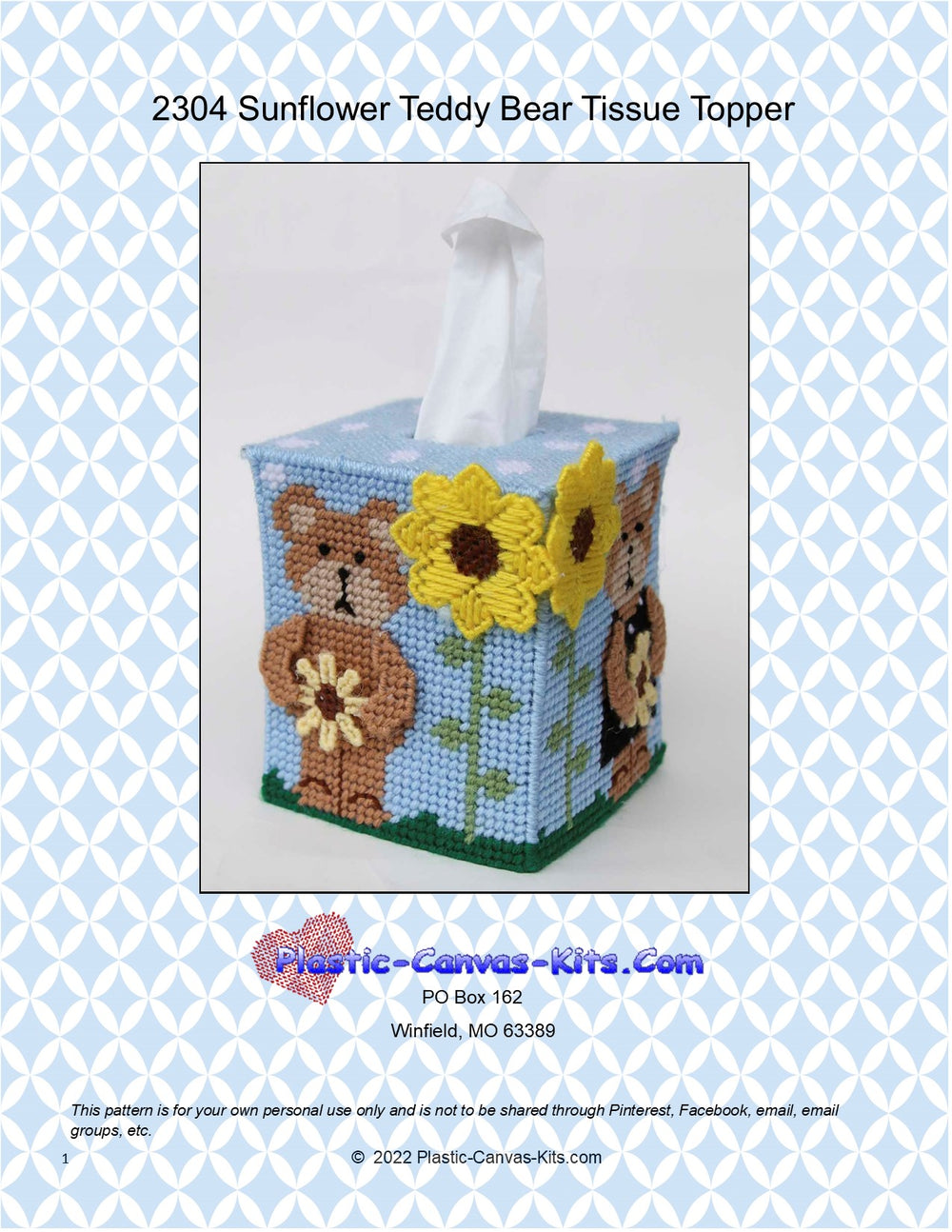 Sunflower Teddy Bear Tissue Topper