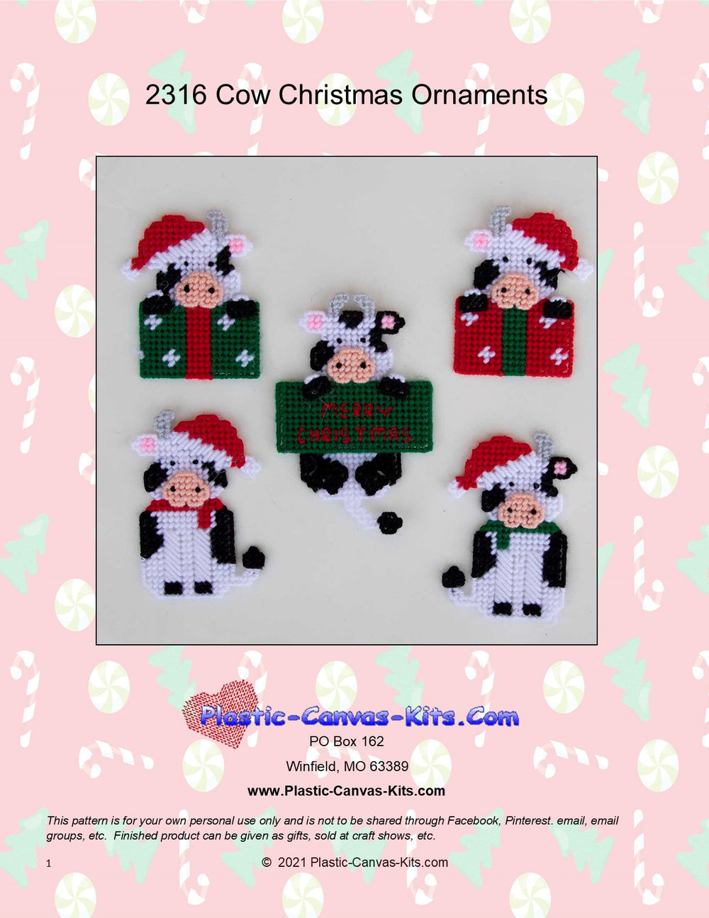 Cow Ornaments Plastic Canvas Kit – Stitch 'N Frame