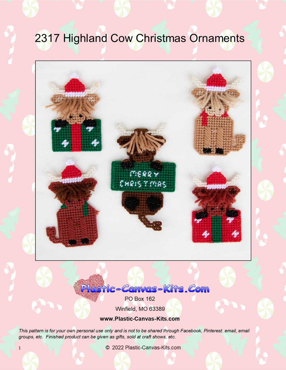 Highland Cow Christmas Ornaments