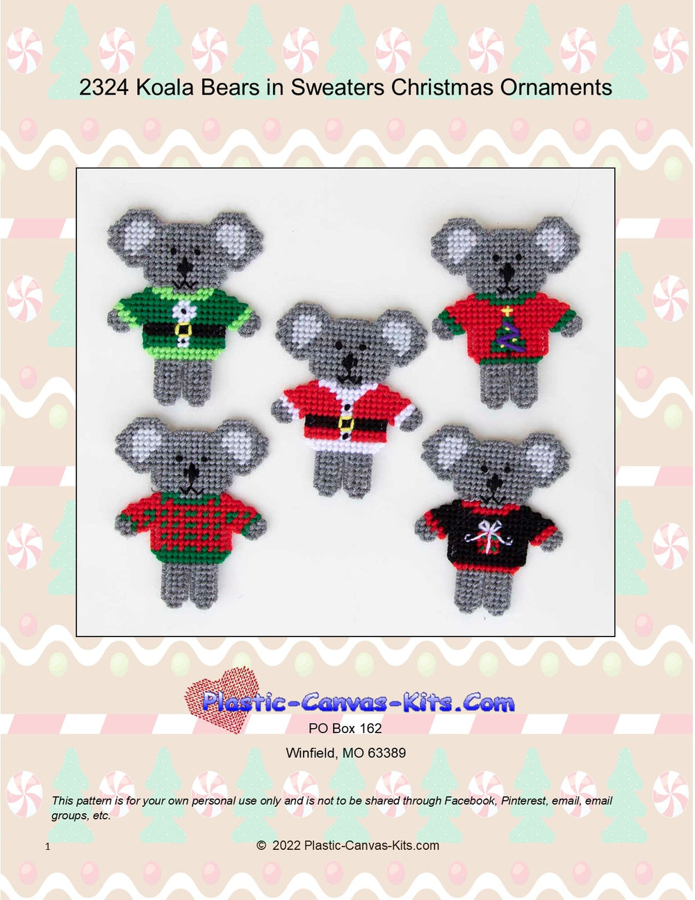 Koala Bears in Sweaters Christmas Ornaments