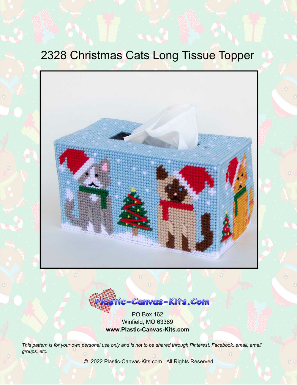 Christmas Cats Long Tissue Topper