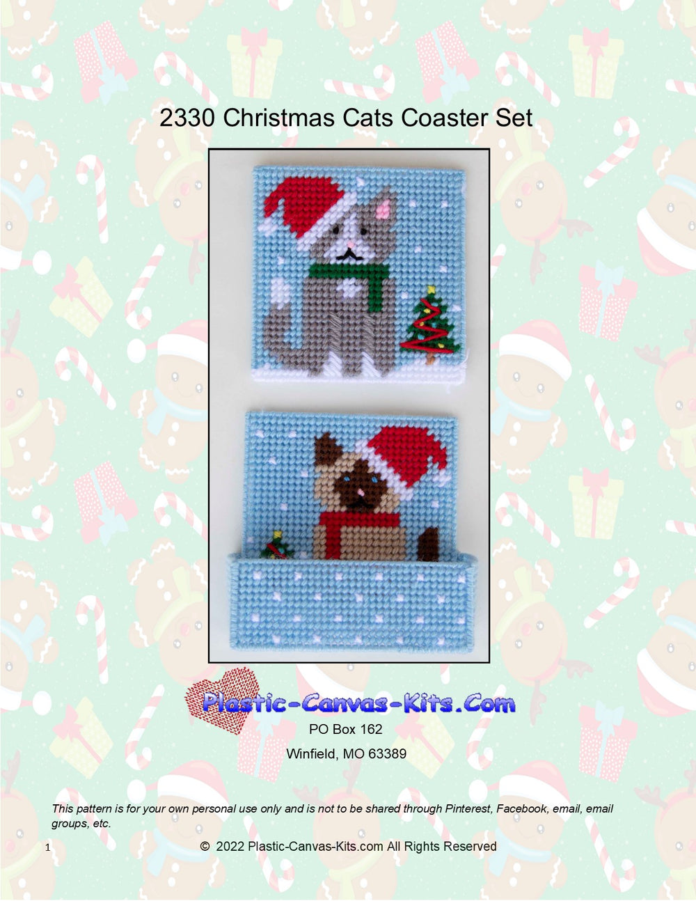 Christmas Cats Coaster Set