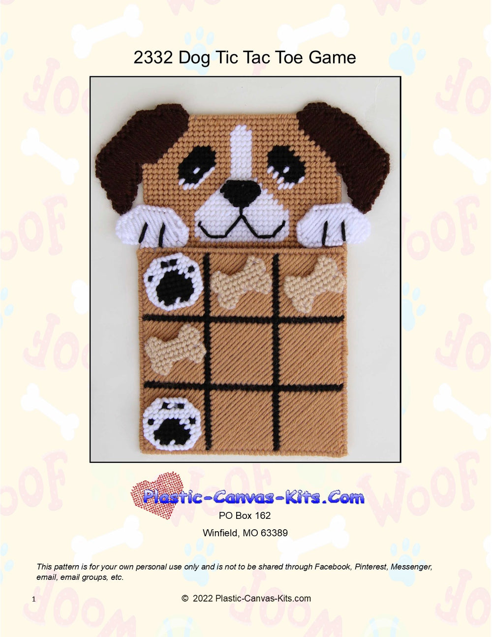 Dog Tic Tac Toe Board