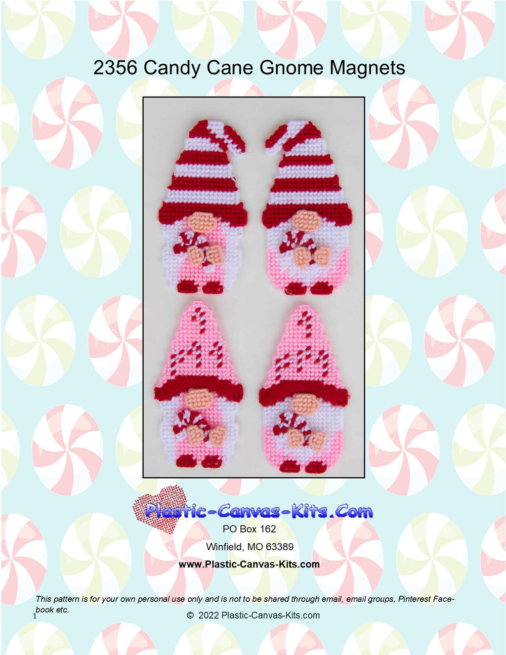 Christmas Candy Cane Gnome Magnets