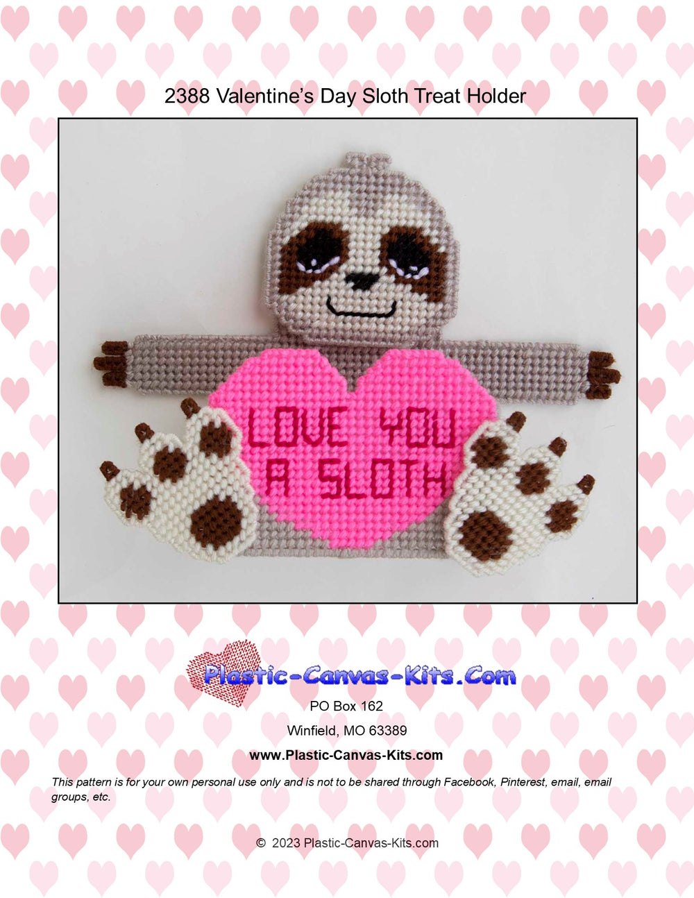 Valentine's Day Sloth Treat Holder