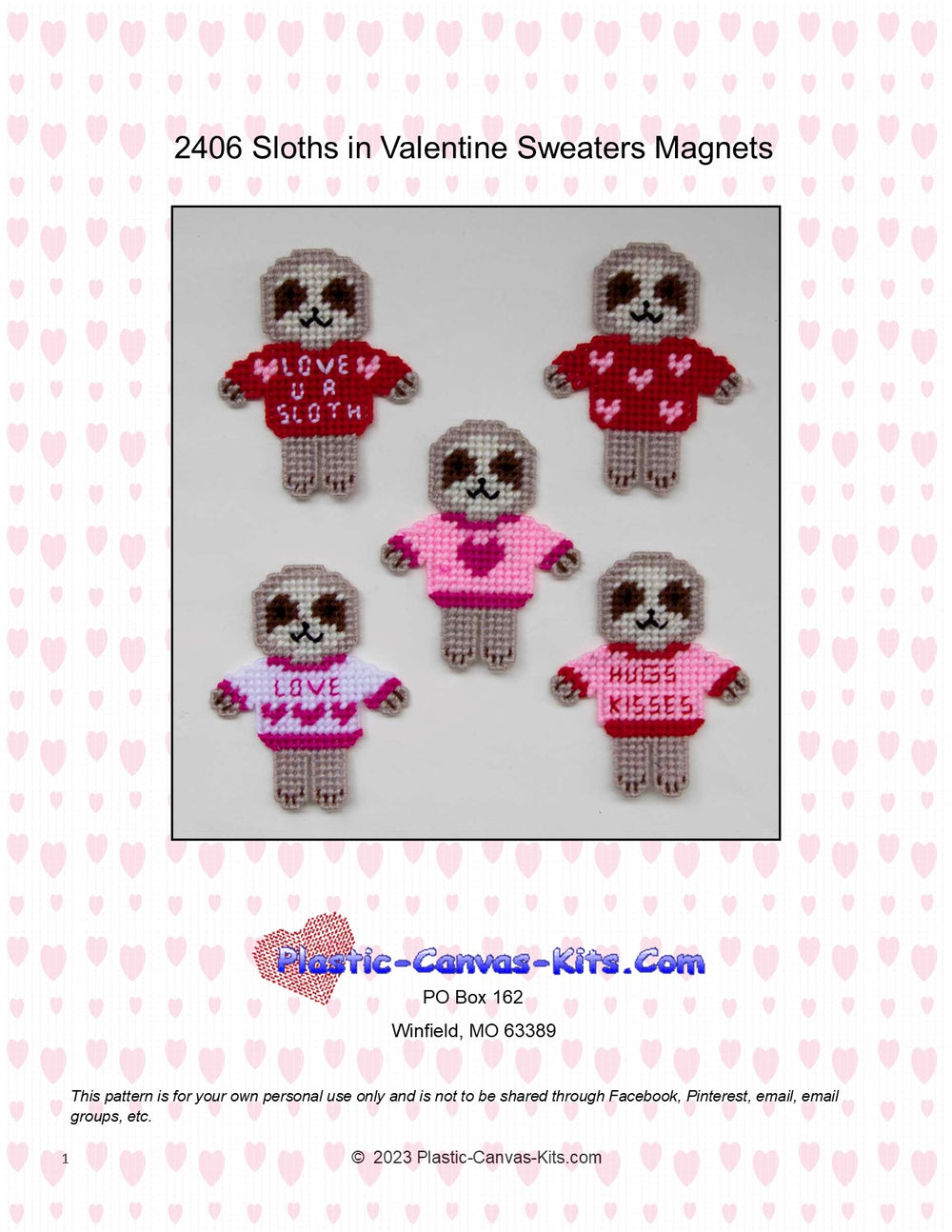 Sloths in Valentine's Day Sweaters Magnets
