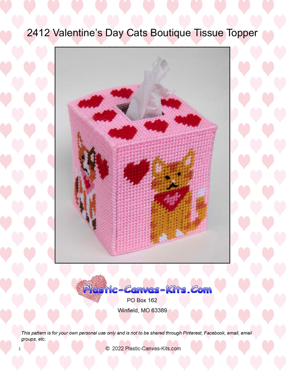 Valentine's Day Cats Boutique Tissue Topper