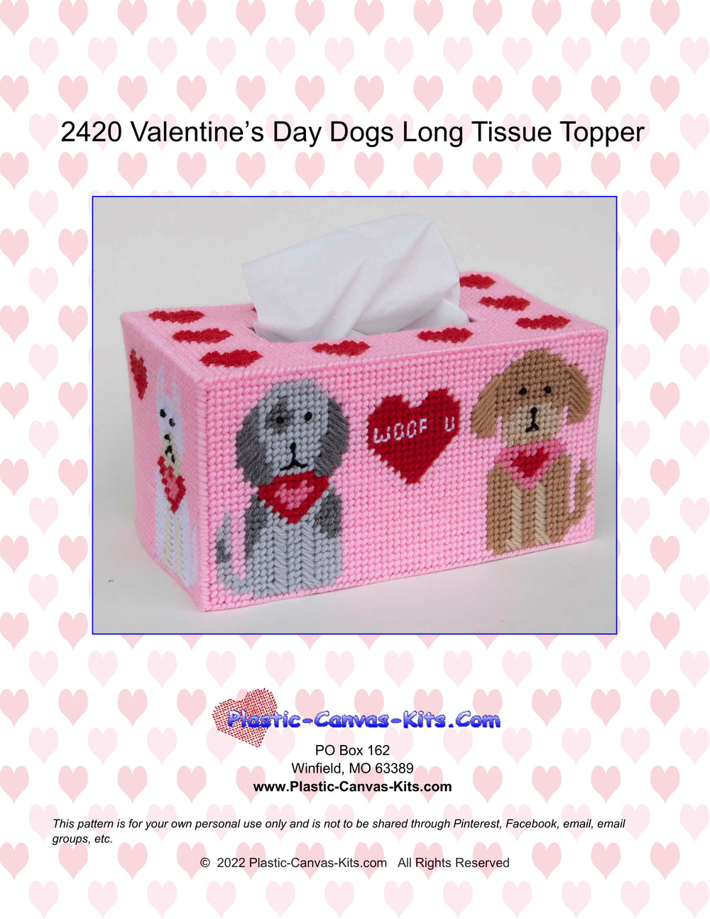 Valentine's Day Dogs Long Tissue Topper