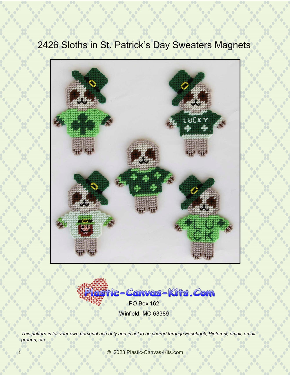 Sloths in St. Patrick's Day Sweaters Magnets