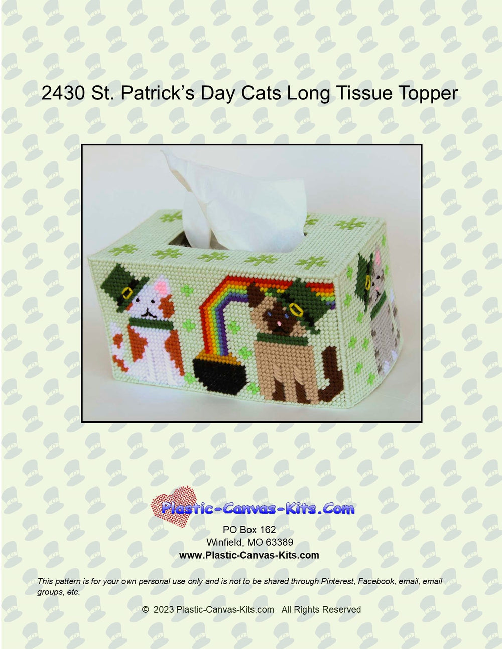 St. Patrick's Day Cats Long Tissue Topper