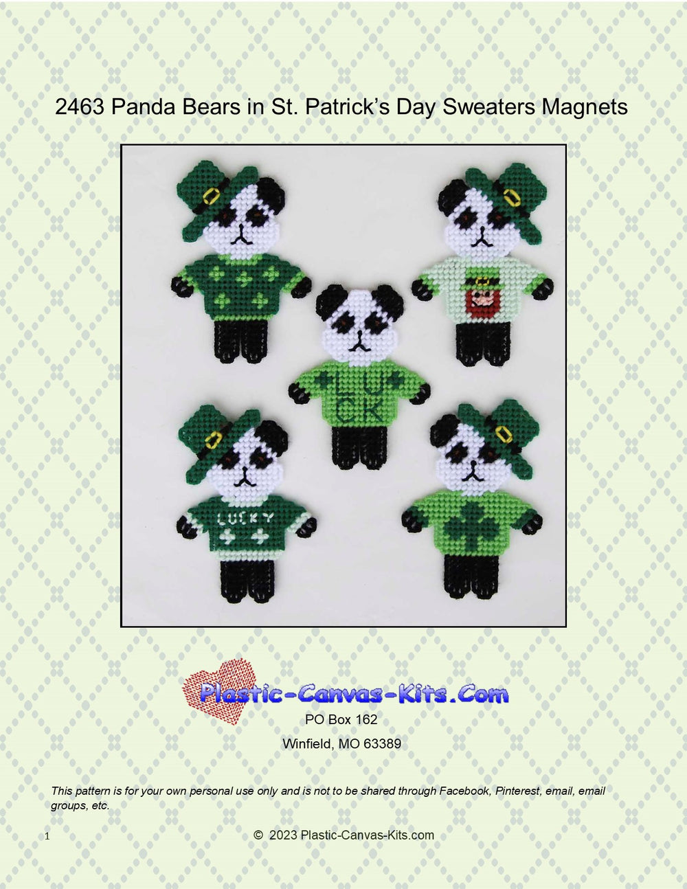 Panda Bears in St. Patrick's Day Sweaters Magnets