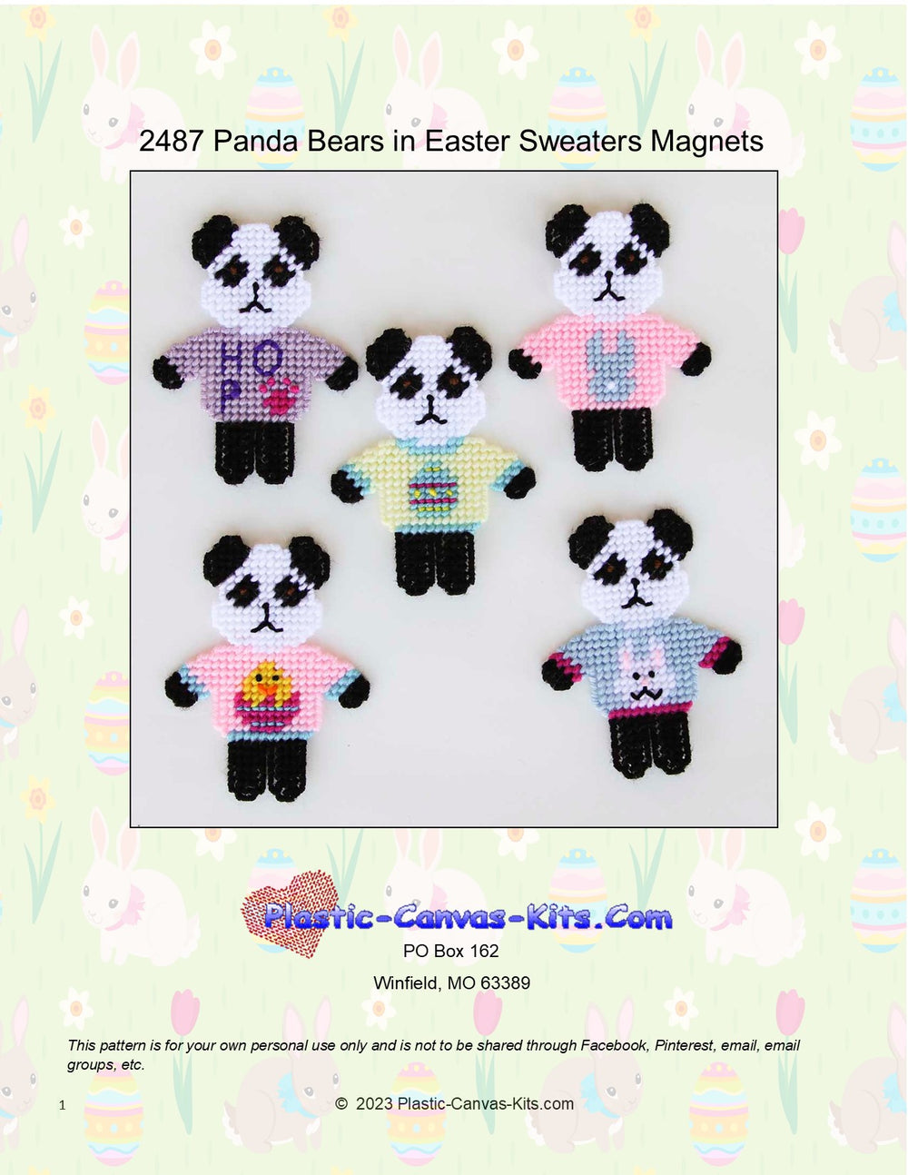 Panda Bears in Easter Sweaters Magnets