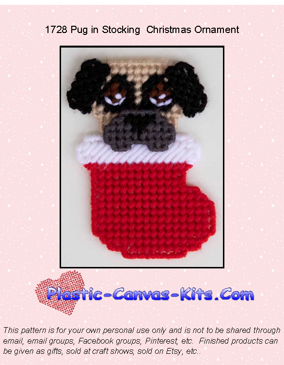Pug in Stocking Christmas Ornament