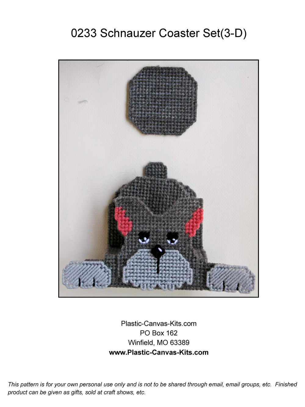 3-D Schnauzer Coaster Set