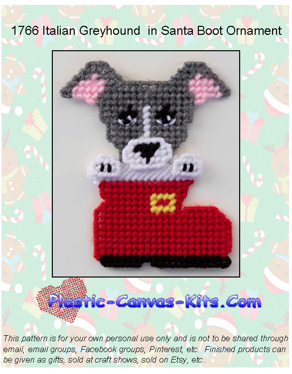 Italian Greyhound in Santa Boot Christmas Ornament