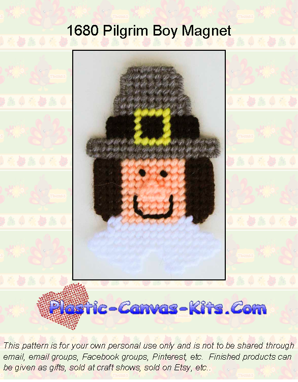 Thanksgiving Pilgrim Boy Face Magnet