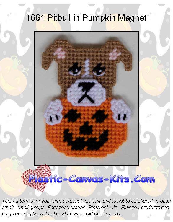 Pitbull in Halloween Pumpkin Magnet