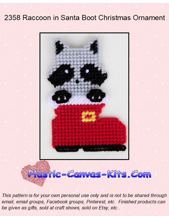 Raccoon in Santa Boot Christmas Ornament