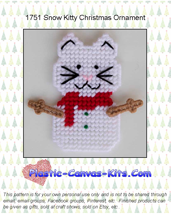 Snow Kitty Cat Christmas Ornament